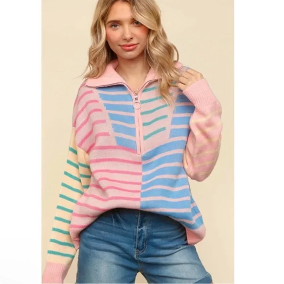 Haptics Striped Color Blocked Sweater Small - Picture 3 of 9